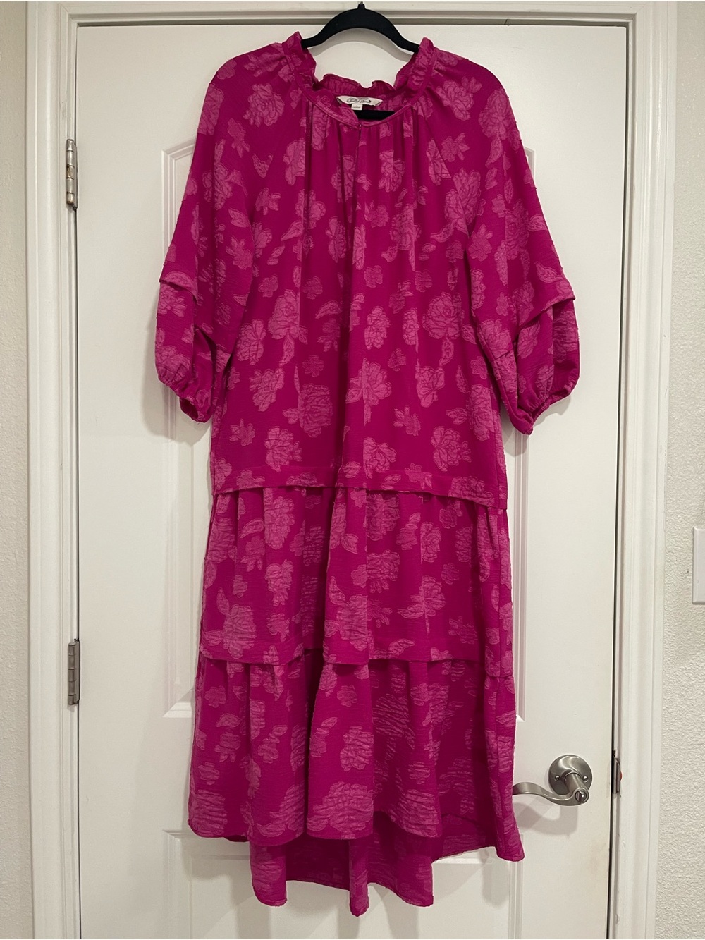 The Pioneer Woman Fuchsia Floral Tiered Midi Dress